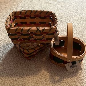 NWT 3 Christmas Woodchip Baskets
